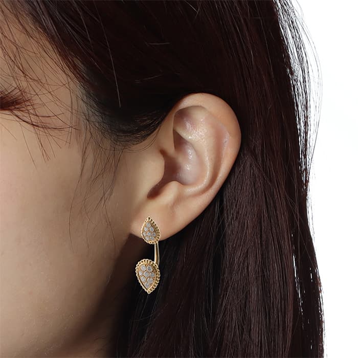 BOUCHERON　ブシュロン セルパンボエム 2モチーフ シングル スタッズイヤリング ピアス ペア イエローゴールド ダイヤモンド JCO01425 13