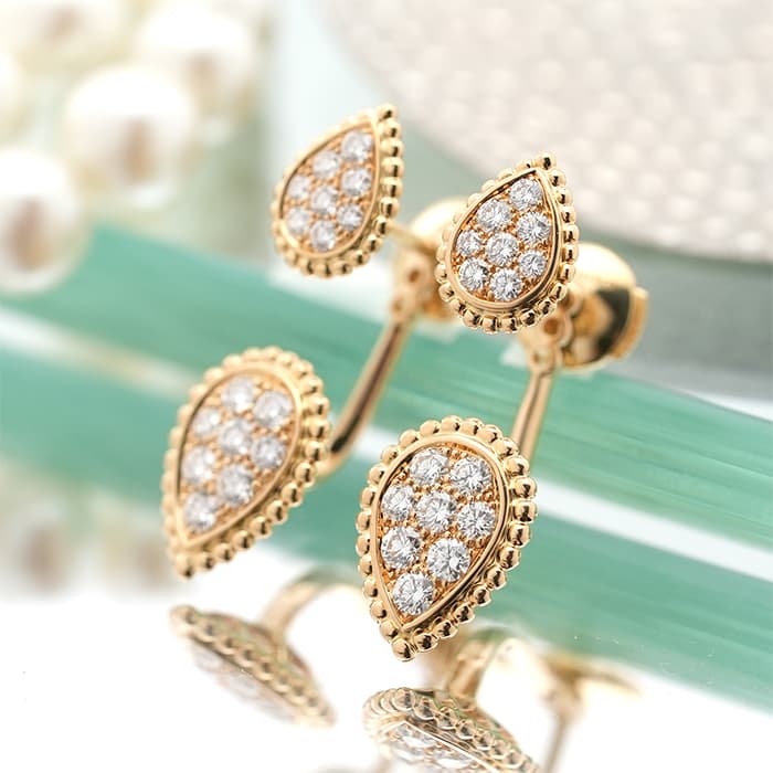 BOUCHERON　ブシュロン セルパンボエム 2モチーフ シングル スタッズイヤリング ピアス ペア イエローゴールド ダイヤモンド JCO01425 2