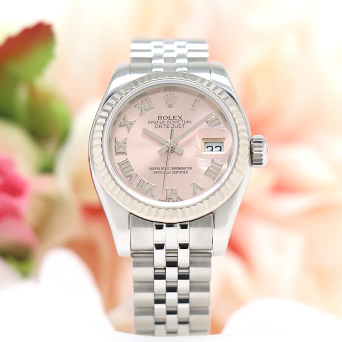 中古 Rolex ロレックス デイトジャスト 26 ピンクローマ 商品id 詳細ページ レディースブランド サロン Briller レディース腕時計 ブランドバッグ ブランドジュエリーのオンラインストア