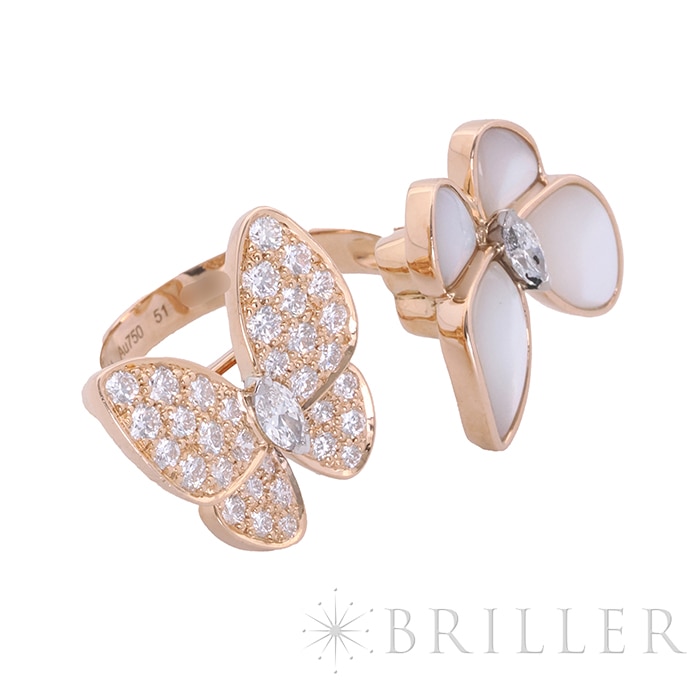 Van Cleef & Arpels ヴァン クリーフ&アーペル ドゥ パピヨン アントレ レ ドア リング ローズゴールド マザーオブパール ダイヤモンド 11号 VCARO7AL00 11