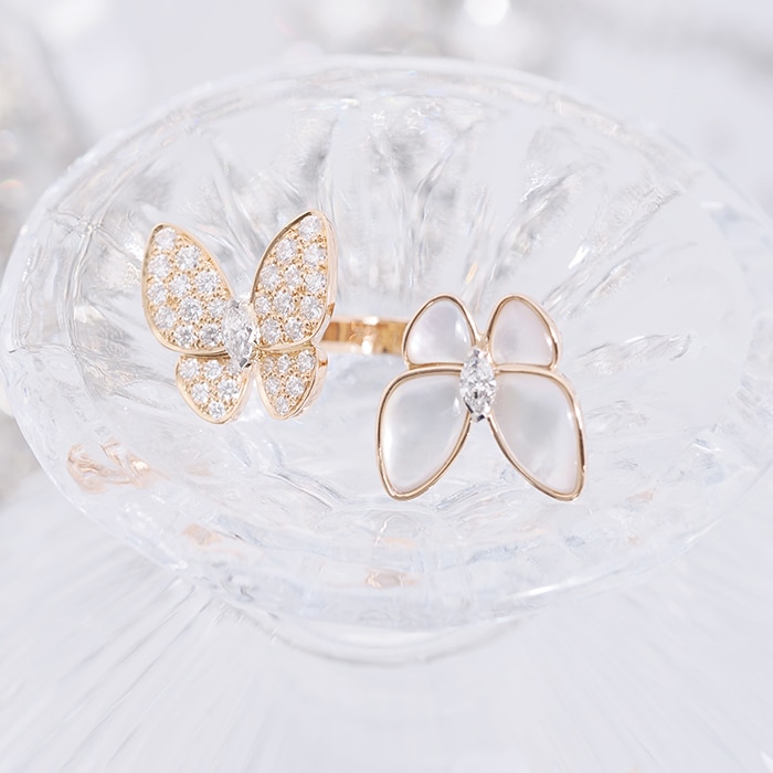 Van Cleef & Arpels ヴァン クリーフ&アーペル ドゥ パピヨン アントレ レ ドア リング ローズゴールド マザーオブパール ダイヤモンド 11号 VCARO7AL00 2