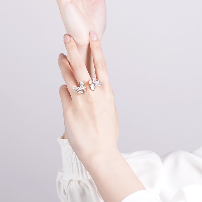 Van Cleef & Arpels ヴァン クリーフ&アーペル ドゥ パピヨン アントレ レ ドア リング ローズゴールド マザーオブパール ダイヤモンド 11号 VCARO7AL00 14