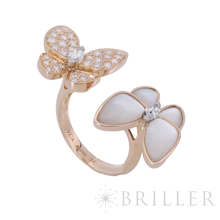 Van Cleef & Arpels ヴァン クリーフ&アーペル ドゥ パピヨン アントレ レ ドア リング ローズゴールド マザーオブパール ダイヤモンド 11号 VCARO7AL00 4