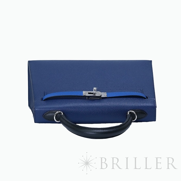 HERMES エルメス ケリー 25 セリエ トリコロール エプソン ブルーサフィール ノワール ブルーフランス シルバー金具【未使用】 11