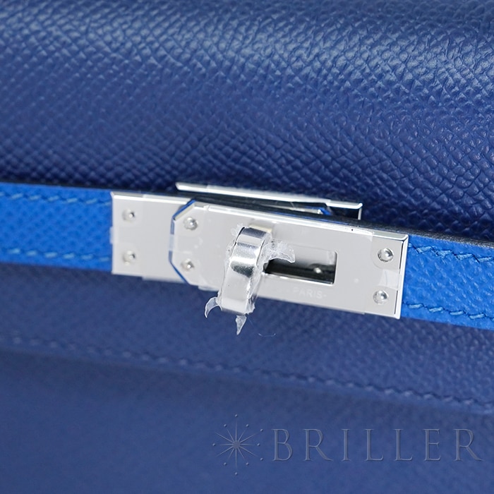 HERMES エルメス ケリー 25 セリエ トリコロール エプソン ブルーサフィール ノワール ブルーフランス シルバー金具【未使用】 12