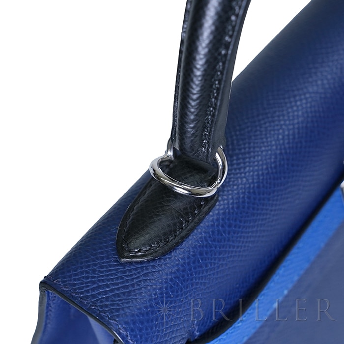 HERMES エルメス ケリー 25 セリエ トリコロール エプソン ブルーサフィール ノワール ブルーフランス シルバー金具【未使用】 17