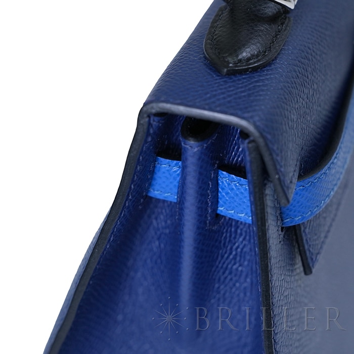 HERMES エルメス ケリー 25 セリエ トリコロール エプソン ブルーサフィール ノワール ブルーフランス シルバー金具【未使用】 19