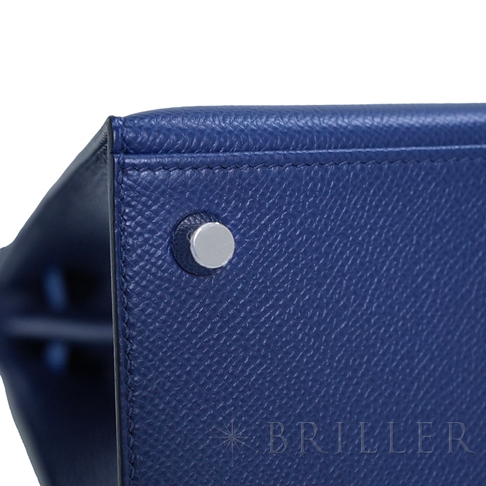 HERMES エルメス ケリー 25 セリエ トリコロール エプソン ブルーサフィール ノワール ブルーフランス シルバー金具【未使用】 22