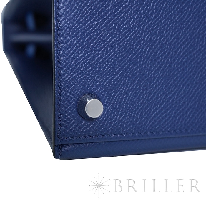 HERMES エルメス ケリー 25 セリエ トリコロール エプソン ブルーサフィール ノワール ブルーフランス シルバー金具【未使用】 23