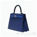 HERMES エルメス ケリー 25 セリエ トリコロール エプソン ブルーサフィール ノワール ブルーフランス シルバー金具【未使用】 24