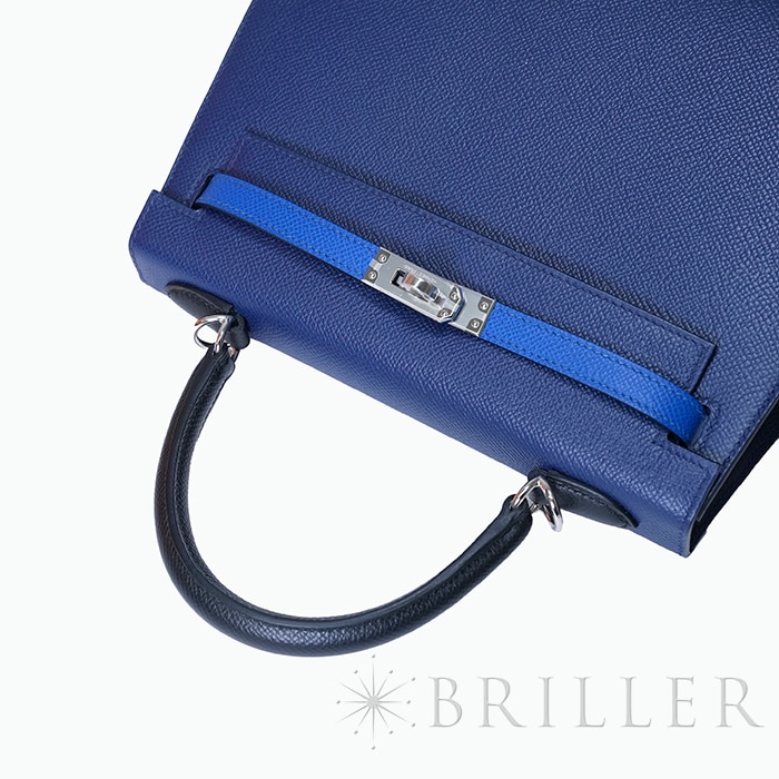 HERMES エルメス ケリー 25 セリエ トリコロール エプソン ブルーサフィール ノワール ブルーフランス シルバー金具【未使用】 4