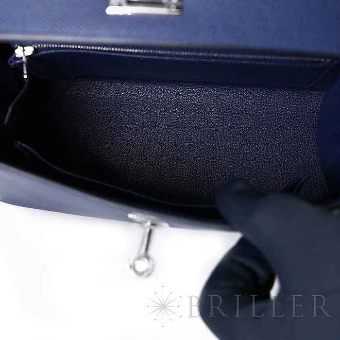 HERMES エルメス ケリー 25 セリエ トリコロール エプソン ブルーサフィール ノワール ブルーフランス シルバー金具【未使用】 6