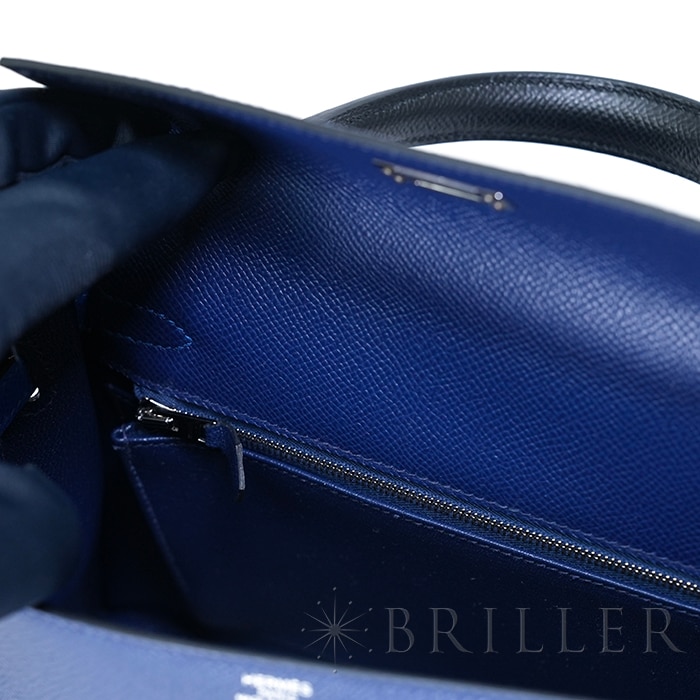 HERMES エルメス ケリー 25 セリエ トリコロール エプソン ブルーサフィール ノワール ブルーフランス シルバー金具【未使用】 8