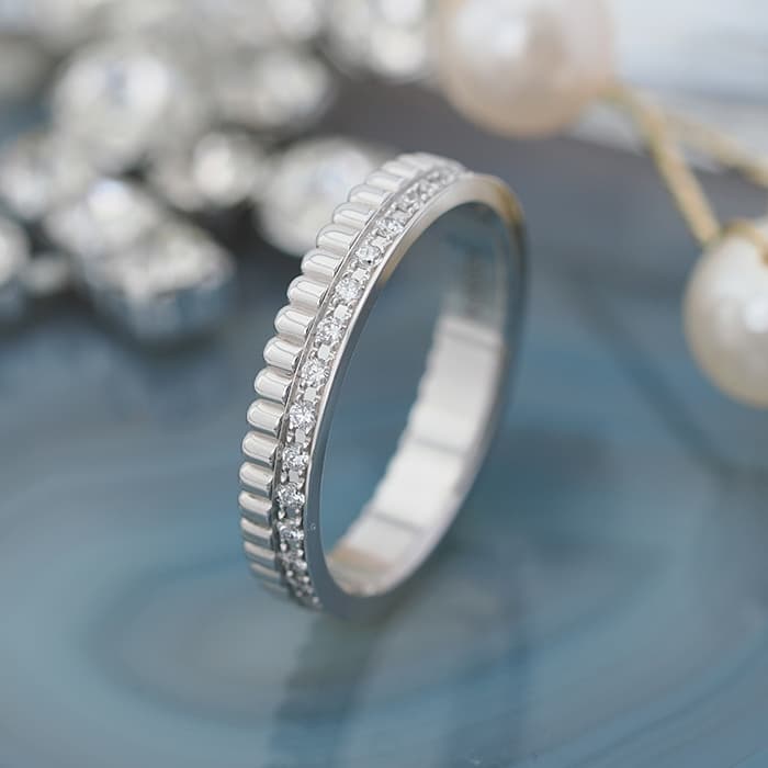 BOUCHERON　ブシュロン キャトル ラディアント ハーフ リング フルパヴェ ホワイトゴールド 11号 JAL00226 2