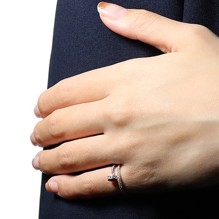 CARTIER カルティエ ジュストアンクル リング スモールモデル ホワイトゴールド セミパヴェダイヤモンド 7号 B4231600 13